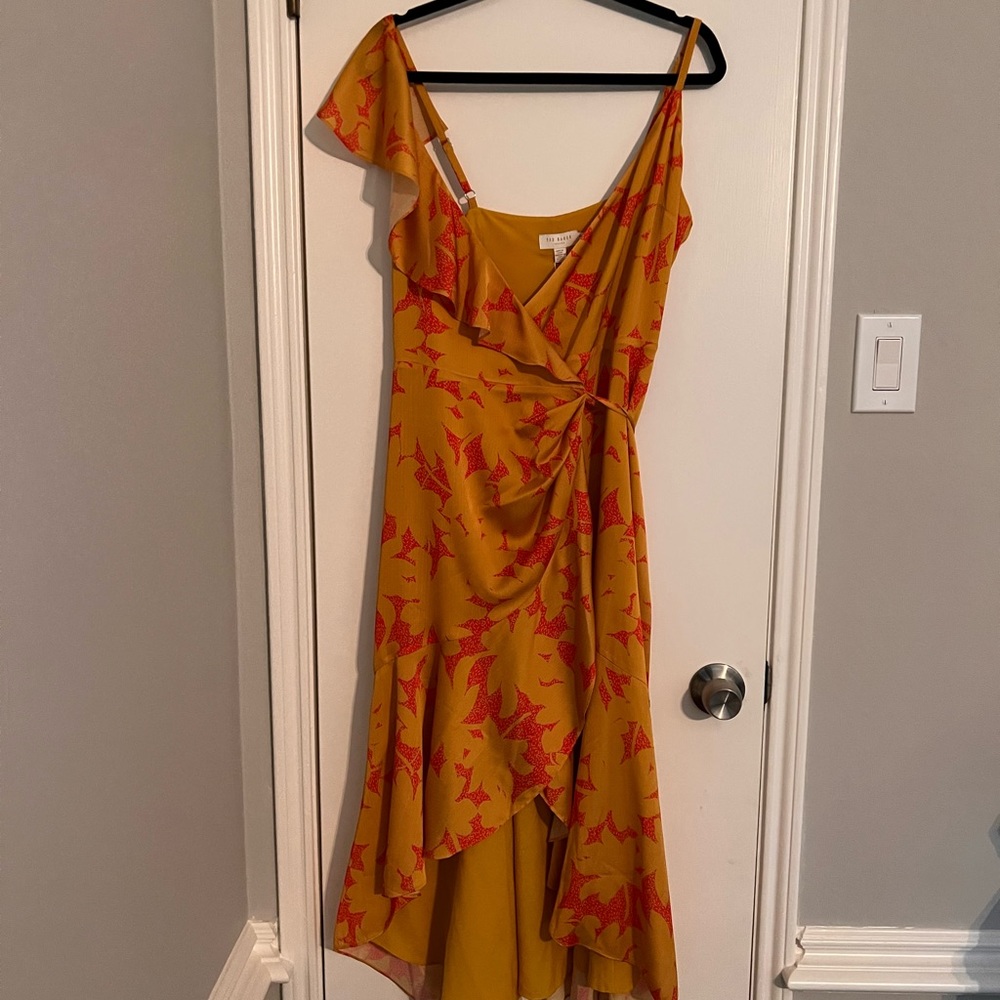 Ted Baker Ruffled Mid Wrap dress GOLD